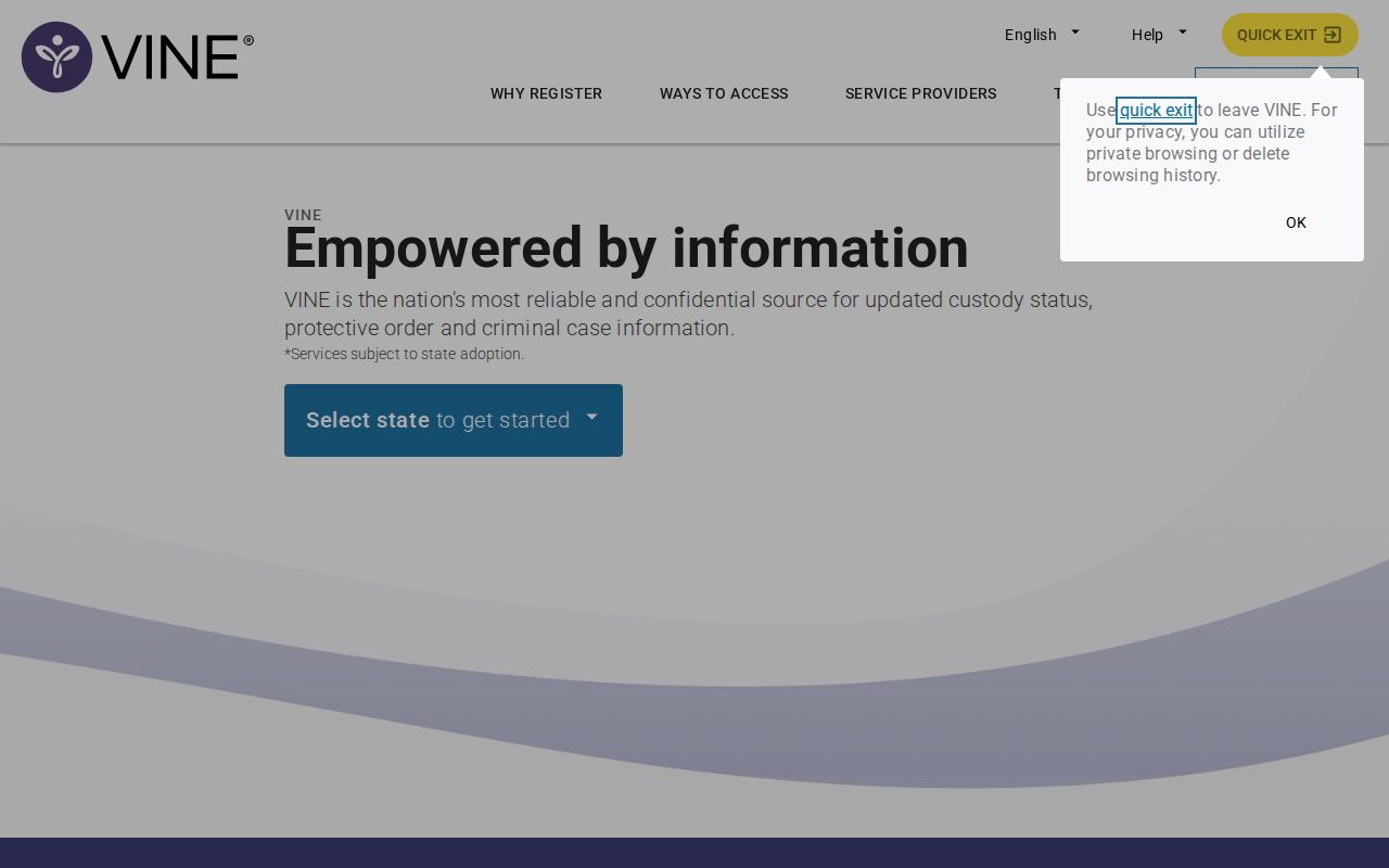 VINELink inmate search and notification workflow